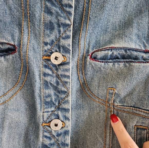 Marithe Francois Girbaud Bomber Denim Jacket Cropped Y2K Size M - Picture 5 of 14